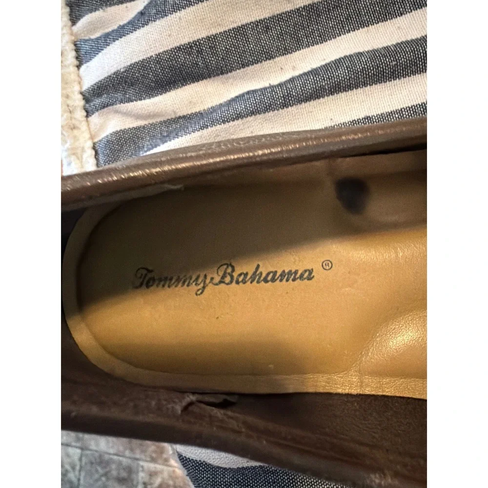 Tommy Bahama Mens Brown Leather Loafers Slip On Driving Mocs Size 10